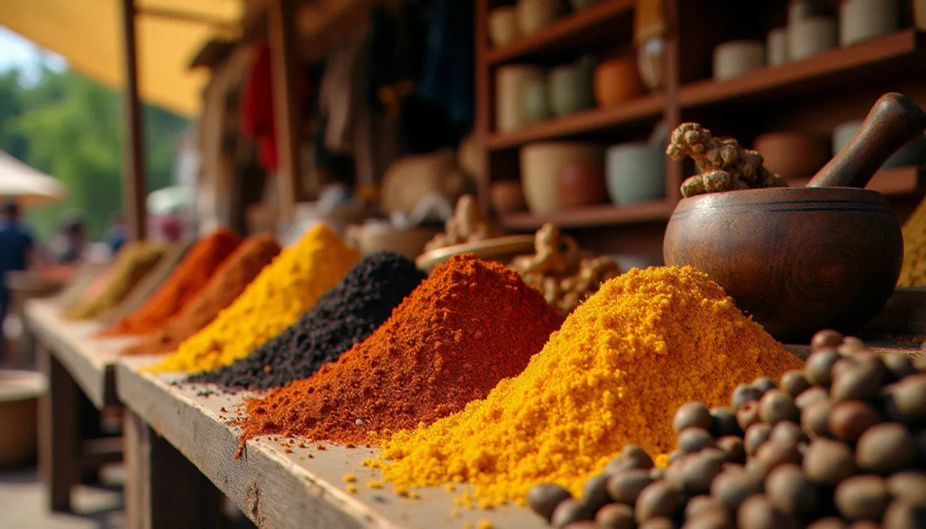 Marché aux épices éthiopiennes traditionnel avec berbéré et korerima, héritages de l'antiquité tardive aksumite