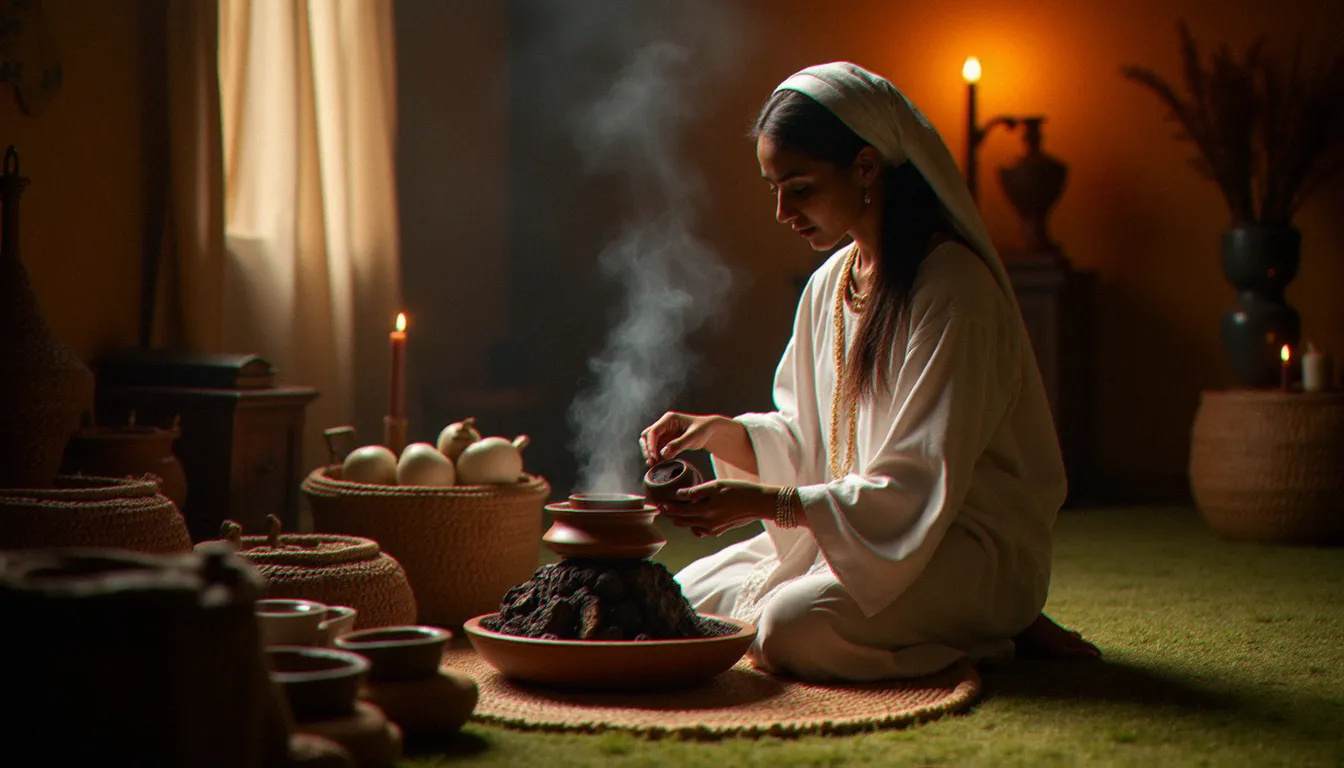Cérémonie du café éthiopienne avec jebena en argile et encens, rituel hérité des traditions de l'antiquité tardive aksumite
