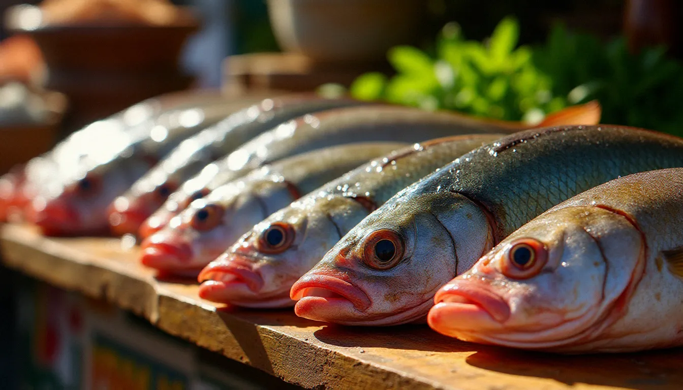 Tilapias frais exposés sur un étal de marché éthiopien, principale espèce issue de l'aquaculture des lacs du Rift Valley