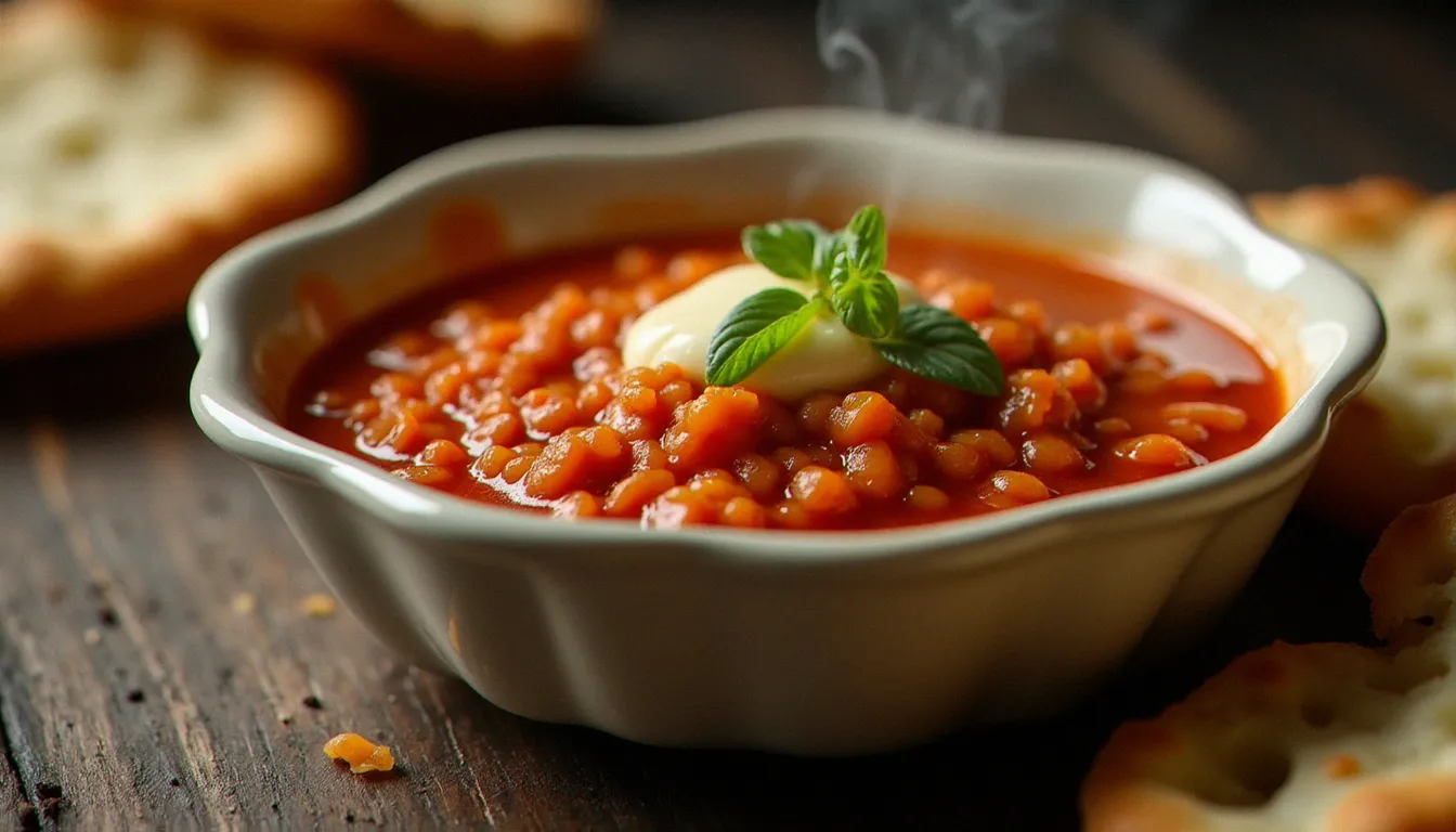 Bol de misir wat, ragoût de lentilles corail au berbéré, plat végétarien emblématique de la cuisine éthiopienne, servi avec des morceaux d'injera