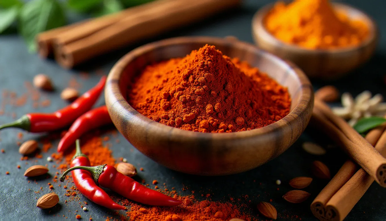 Bol de mélange d'épices berbéré maison entouré des épices entières utilisées dans les recettes de cuisine éthiopienne traditionnelle