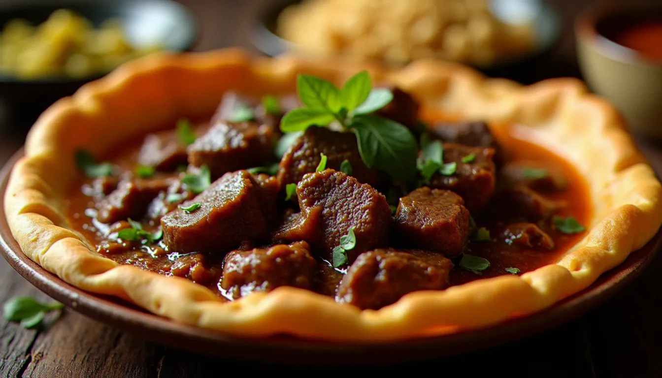 Plat éthiopien douméra servi avec injera