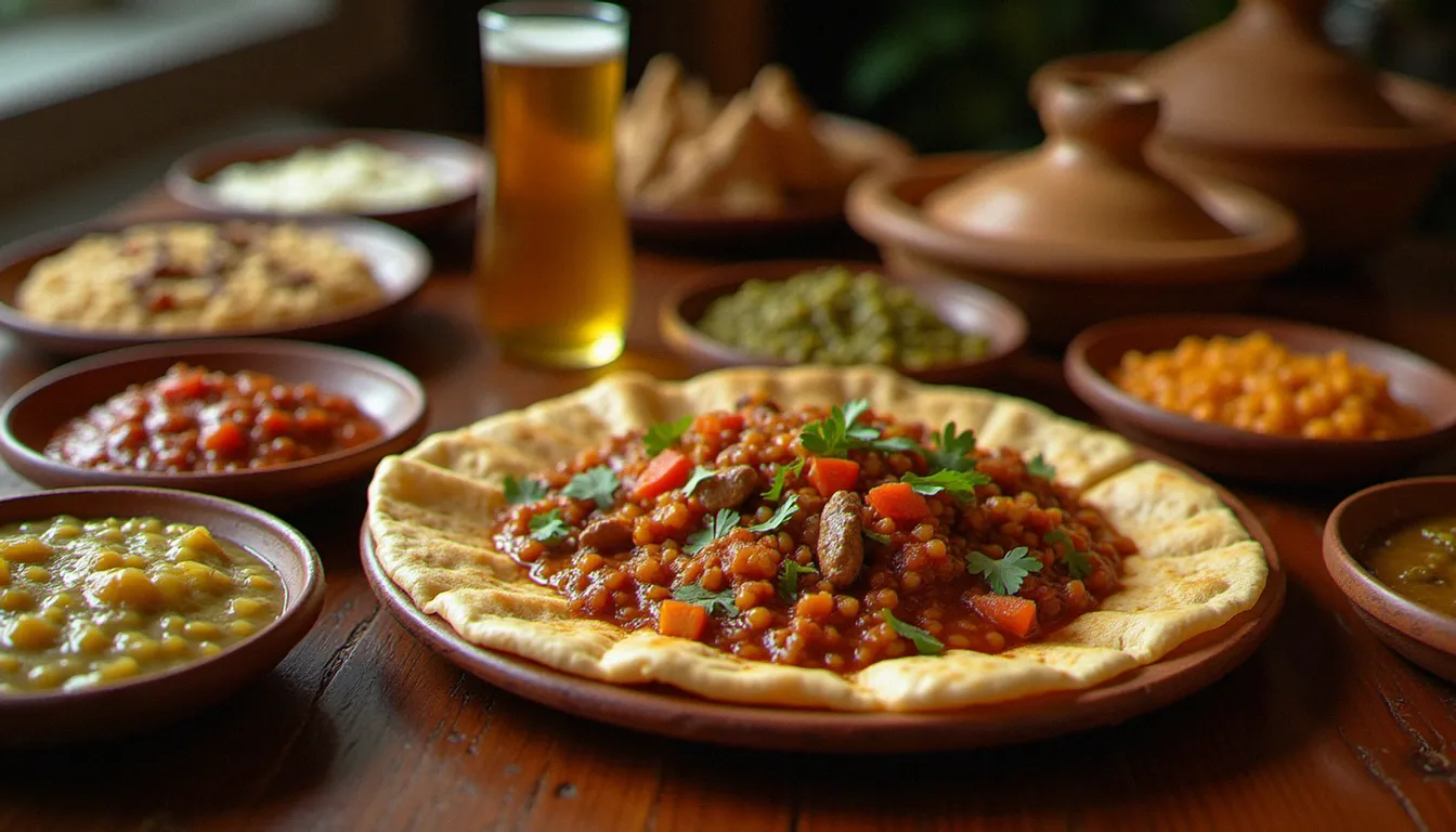 Cuisine Ethiopia traditionnelle à Paris avec injera et ragoûts épicés